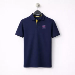 Blue polycotton polo t-shirt for men with collar suitable for corporate gifting and employee welcome kits
