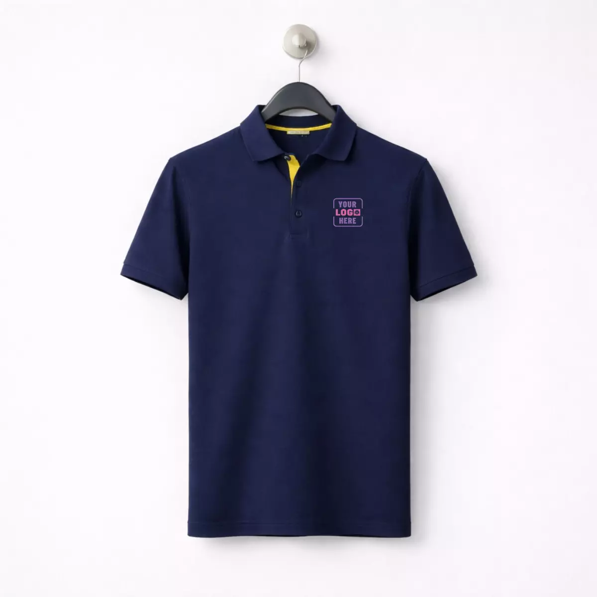 Blue polycotton polo t-shirt for men with collar suitable for corporate gifting and employee welcome kits