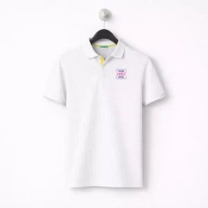 White polycotton polo t-shirt for men with collar suitable for corporate gifting and employee welcome kits