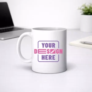 White ceramic coffee mug 325 ml with smooth finish suitable for corporate gifting and employee welcome kits