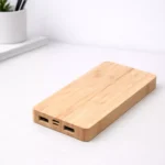Wooden power bank 10000mAh with smooth wooden finish suitable for corporate gifting and employee welcome kits
