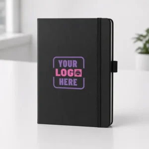 diary black colored kept on table