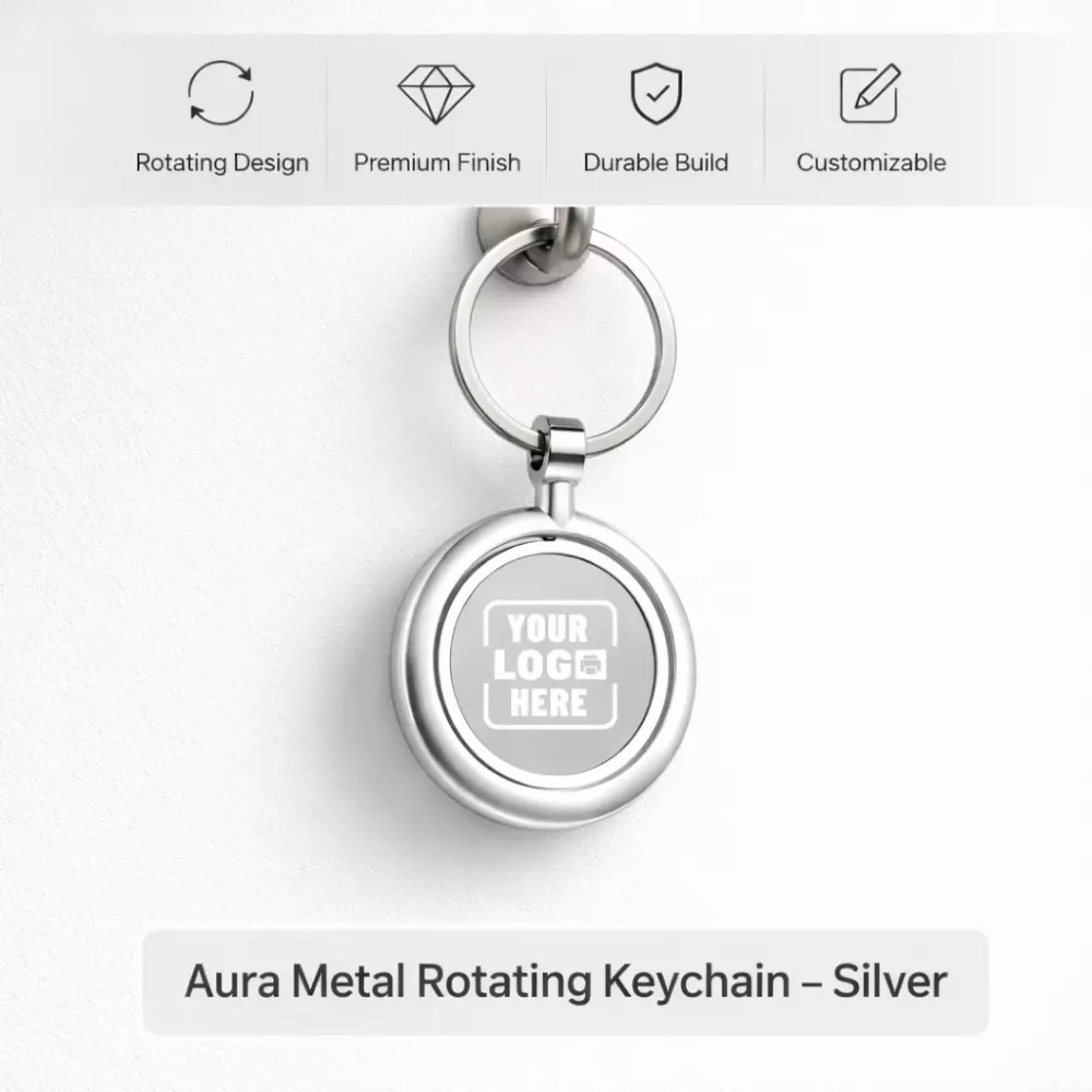 Aura Metal Rotating Keychain - Silver - Image 3