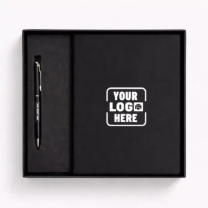 Basic pen diary set carbon finish with notebook and metal pen suitable for employee welcome kits and corporate gifting