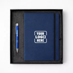 Basic pen diary set ocean finish with notebook and metal pen suitable for employee welcome kits and corporate gifting