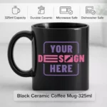 Black Ceramic Coffee Mug – 325 ml - Image 3