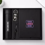Classic 4in1 set carbon finish with pen, wallet, keychain, and card holder suitable for employee welcome kits and corporate gifting