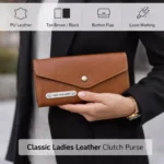 Classic Ladies Leather Clutch Purse - Image 2