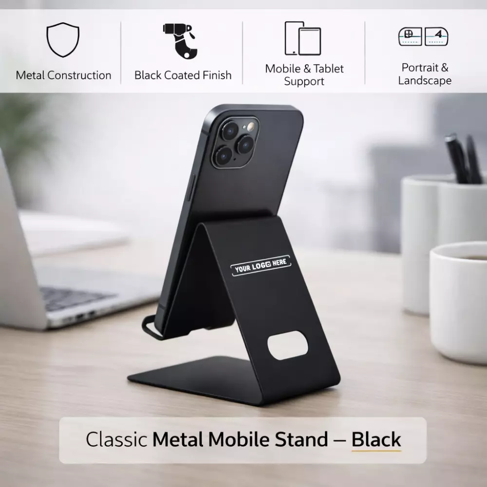 Classic Metal Mobile Stand – Black - Image 3