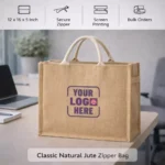 Classic Natural Jute Zipper Bag - Image 3