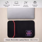 Classic Reversible Laptop Sleeve – Black & Red - Image 2