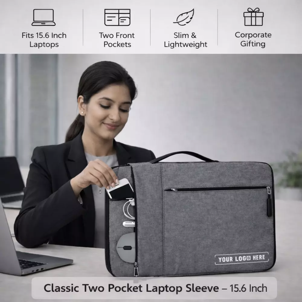 Classic Two Pocket Laptop Sleeve – 15.6 Inch - Image 5