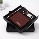 Core pen wallet keychain set tan finish with pen, wallet, and keychain suitable for employee welcome kits and corporate gifting