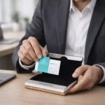 Cork Finish Magnetic Business Card Holder - Image 3