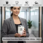 Insulated Stainless Steel Tumbler White – 360 ml - Image 3