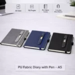 PU Fabric Diary with Pen – A5 - Image 2