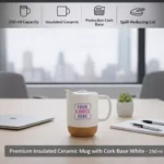 Premium Insulated Ceramic Mug with Cork Base White – 250 ml - Image 4