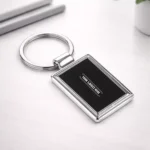 Rectangle rotating key chain with metal body and swivel design suitable for corporate gifting and employee welcome kits