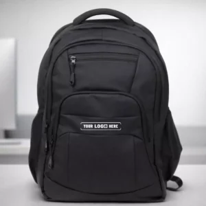 Signature matte laptop backpack with multiple compartments suitable for employee welcome kits and corporate gifting use