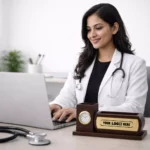 Signature Wooden Desk Organizer with Clock - Image 2