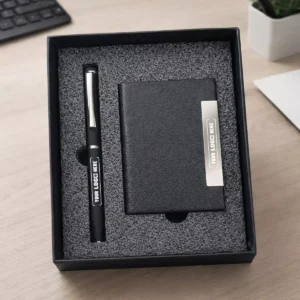 Starter pen carholder set carbon finish with metal pen and car phone holder suitable for employee welcome kits and corporate gifting