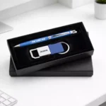 Starter pen keychain set ocean finish with metal pen and matching keychain suitable for employee welcome kits and corporate gifting