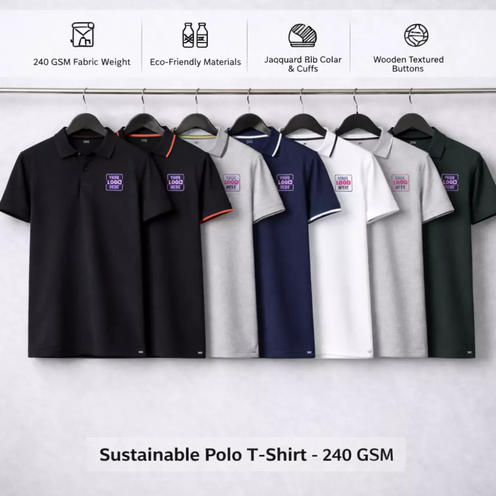 Sustainable Polo T-Shirt-240 GSM - Image 3