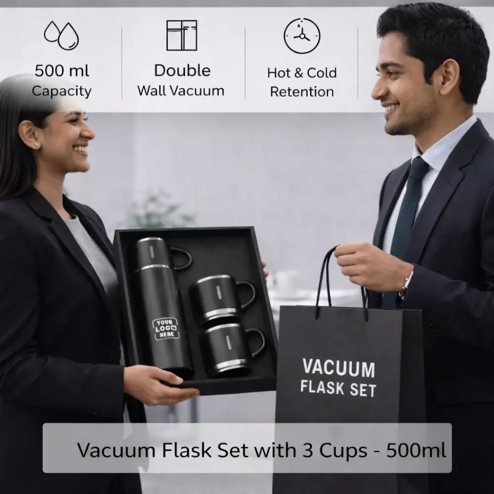 Vacuum Flask Set with 3 Cups – 500ml - Image 3