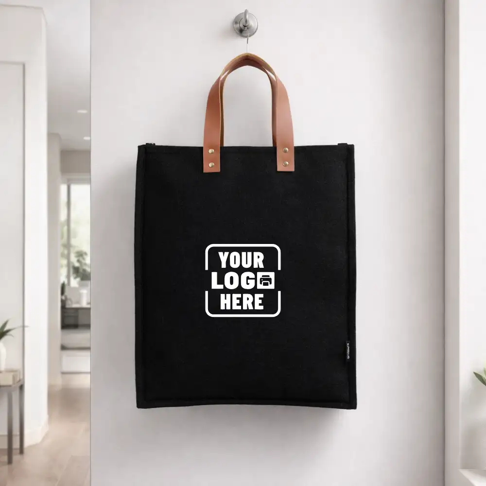 Aura Felt Tote Bag Big black with spacious design and sturdy material for corporate gifting and onboarding kits by Brandvaarta