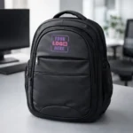 Aura Laptop Backpack 37L with spacious compartments and durable design for corporate gifting and onboarding kits side view by Brandvaarta