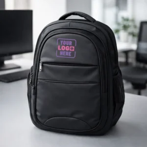 Aura Laptop Backpack 37L with spacious compartments and durable design for corporate gifting and onboarding kits side view by Brandvaarta