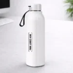 Aura Square Insulated Steel Bottle 750ml white side view
