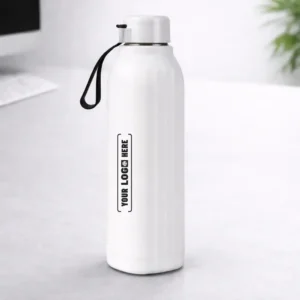 Aura Square Insulated Steel Bottle 750ml white side view