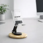 Clear View Bamboo Mobile Stand with sturdy natural finish for hands-free viewing in Brandvaarta corporate gifting and onboarding kits