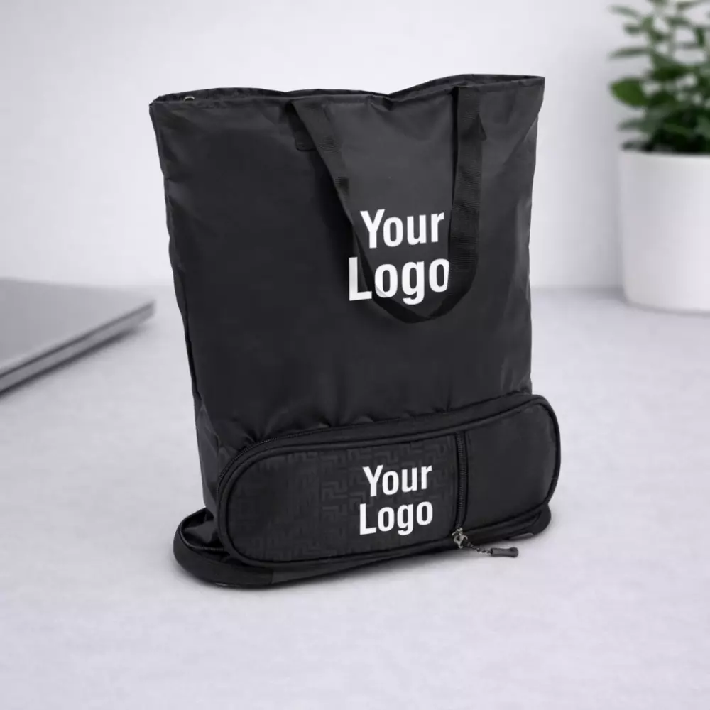 Folding Shopping Bag With Zippered Pocket Folding Shopping Bag With Zippered Pocket reusable foldable bag suitable for corporate gifting, employee welcome kits and events