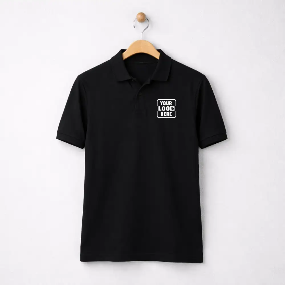Scott Classic Cotton Polo T-Shirt black with soft cotton fabric and smart fit for corporate gifting and onboarding kits by Brandvaarta