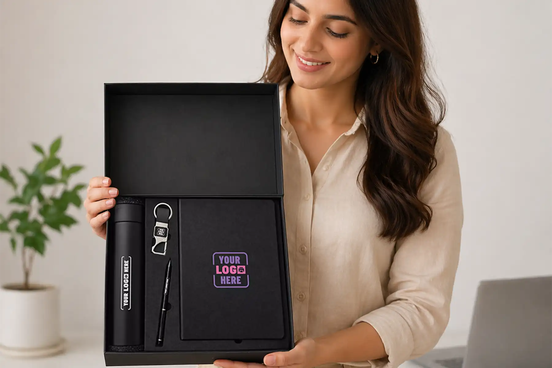welcome kit model posing