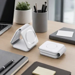 3-in-1 Foldable Wireless Charger for phone, smartwatch and earbuds suitable for employee welcome kits and corporate gifting
