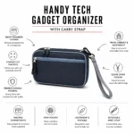 Handy Tech Gadget Organizer with compartments for cables, chargers and accessories for employee welcome kits features