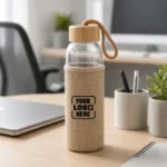 Bamboo Cap Frosted Glass Bottle for employees kit