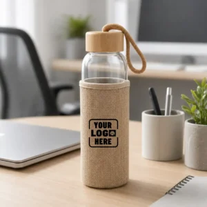 Bamboo Cap Frosted Glass Bottle for employees kit