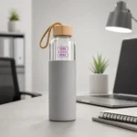 Bamboo Cap Frosted Glass Bottle-Zen Grip for employee kit