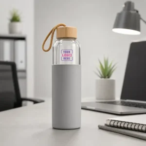 Bamboo Cap Frosted Glass Bottle-Zen Grip for employee kit