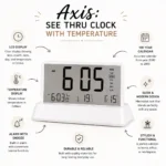 ClearTime Pro digital LCD desk clock with calendar and temperature display for office desks and employee welcome kits features