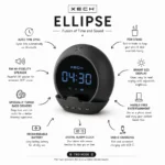 Ellipse Bluetooth clock speaker with LED display for office desks, employee welcome kits, and corporate gifting in India features