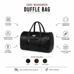 Fur Jaden Croc Weekender duffle bag 35 litre with premium textured finish and spacious storage for travel and onboarding kits features