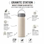 Granite glass bottle with integrated phone stand and secure lid, ideal for hydration, work desks, and corporate gifting feature