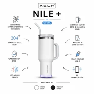 Nile Bluetooth smart tumbler 1.2 litres with hydration reminder feature and large capacity for corporate gifting programs features