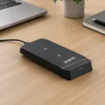 Powerbase wireless multicharger with multi-device charging support for office desks and employee welcome kits folding on table