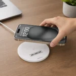 Powerbase Lite 10W wireless charger for smartphones, ideal for office desks and employee welcome kits